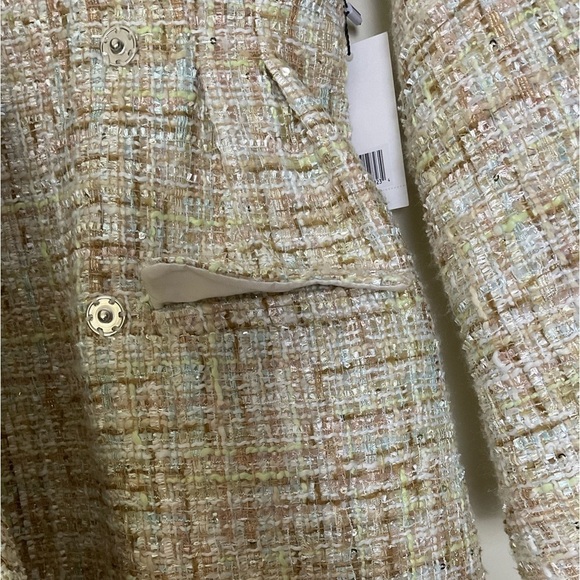 Jason Wu Sparkle Boucle Tweed Cream Double Breast Long Blazer​​​​​​ - Picture 12 of 15